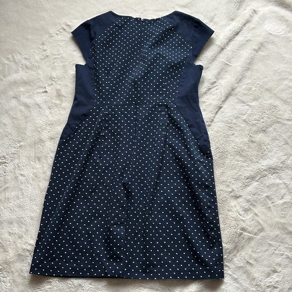 Tommy Hilfiger Navy Blue Polka Dot Sheath Dress Size 12 - Picture 6 of 9